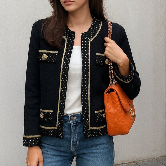 St. John Jackets & Blazers - St. John by Marie Gray zipper jacket with gold detail